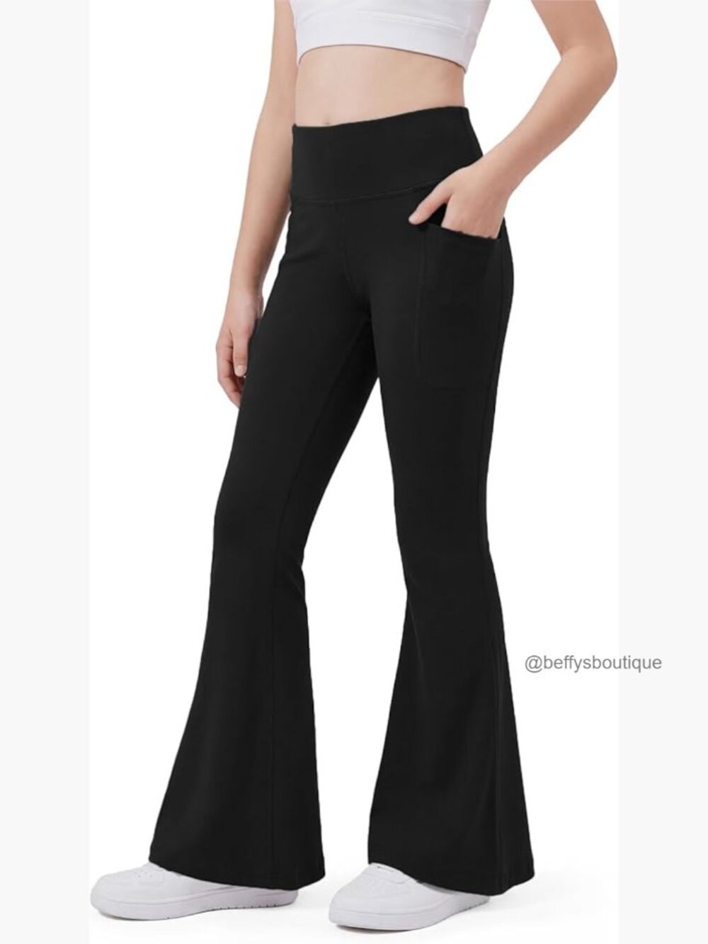 Girls Flare Leggings Bell Bottoms Yoga Pants with Pockets High Waisted Bootcut